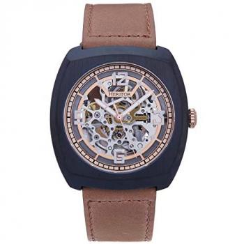 Heritor Automatic Gatling Skeletonized Leather Watch - Black/Brown, One Size
