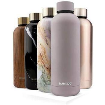 MAMEIDO Botella agua acero inoxidable 750ml Taupe Grey - Termo reutilizable, Cantimplora termica sin BPA, hermético para bebidas frías y calientes