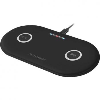 Cargador inalámbrico Qi compatible con carga rápida Fast Charge, 15W para 2 smartphones simultáneos