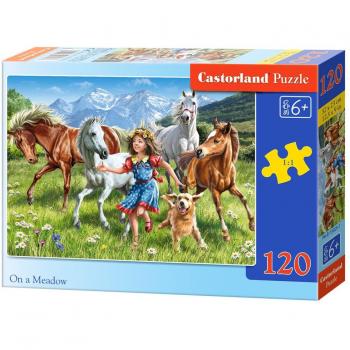 Rompecabezas Castorland La chica y los caballos en el prado - 120 piezas