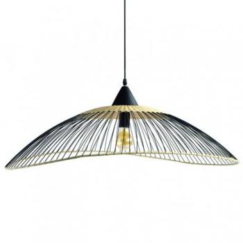 Lámpara de techo moderna de ratán negro y natural 65 cm E27