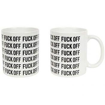 Fisura Tazas Desayuno Originales y Divertidas Fuck Off Blancas. 300 ml. 8 * 9,5 * 12cm.