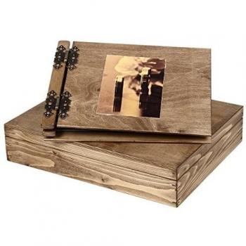 50 álbum con Negra cartón páginas y papel de seda en caja madera noble