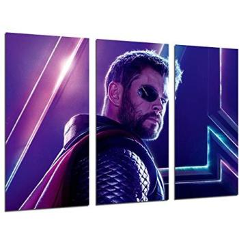 Set de 3 Cuadros Decorativos de Superhéroes Marvel en Madera - Thor y Los Vengadores: Guerra Infinita, Impresión Digital XXL