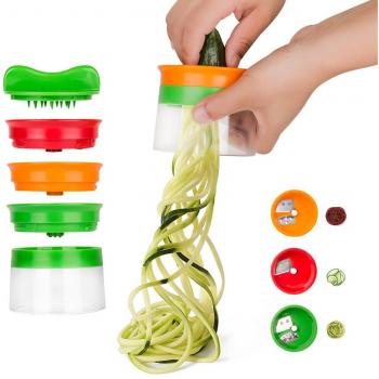 Linkax Cortador de Verduras Frutas en Espiral Multifuncional Rallador de Verduras Mano con 3 Cuchillas en Espiral para Cortador de Pepinos Rallador de Zanahorias Rallador de Espiral