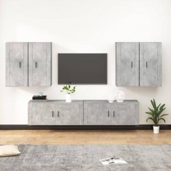 Set de muebles de TV 6 piezas madera contrachapada gris hormigón