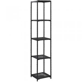 Black Poly Rattan Storage Shelf 30x30x150 cm