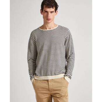 Jersey de Hombre Pepe Jeans Gris Mystic con Cuello Redondo y Rayas