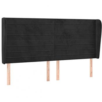 Cabecero con orejas de terciopelo gris claro 183x23x118/128 cm Vidaxl Negro
