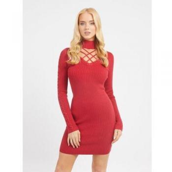 Guess Cut-Out Mini Sweater Dress, Midi Dresses, female, Red, Size: M Elegant Midi Dress