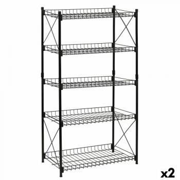 Estantería Confortime de Metal Negro 52 x 34 x 110 cm (Paquete de 2 Unidades)