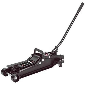 KS Tools 161.0361 - Gato hidráulico extra bajo de acero, serie EcoLine 2T, con 2 ruedas direccionales, para coche, descenso frenado, mango de 50 cm