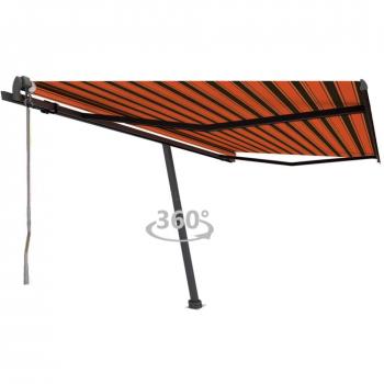 Toldo de pie automático autoadhesivo 450x350 cm naranja y marrón