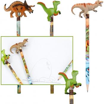Lápiz Dino World con figura de dinosaurio en la parte superior