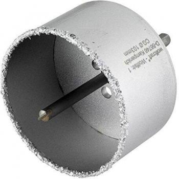 wolfcraft Corona de perforación recubierta de carburo de tungsteno, con adaptador, 3899000, Para,nstalaciones sanitarias y eléctricas en paredes de ladrillo y piedra, profundidad de corte 55 mm