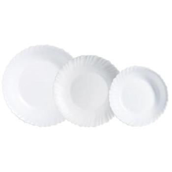 Vajilla Opal Luminarc Feston 18 Piezas - 6 Personas - Blanco Brillo - Apta Microondas y Frigorífico - Apilable