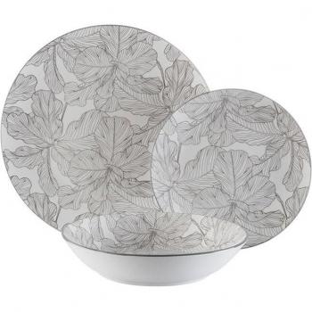 Set de Vajilla Versa Palmera 18 Piezas Gris Porcelana