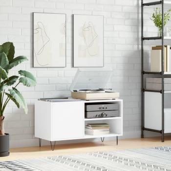 Soporte móvil para discos de madera multicapa blanco 85x38x48 cm