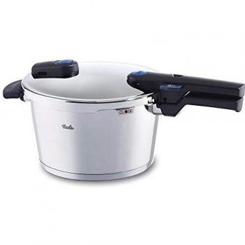Fissler Vitaquick Olla a presión de 4,5 L y diámetro de 22 cm, acero inoxidable, 2 niveles de cocción, apilable, para todo tipo de placas, también inducción