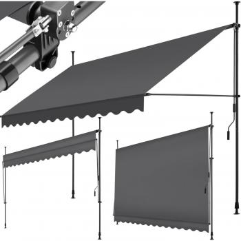 Toldo plegable para balcón Tectake con manivela, ajustable en altura, estructura de acero con revestimiento en polvo, cilindro de aluminio ligero, barras telescópicas con pies roscados para un montaje rápido y sencillo