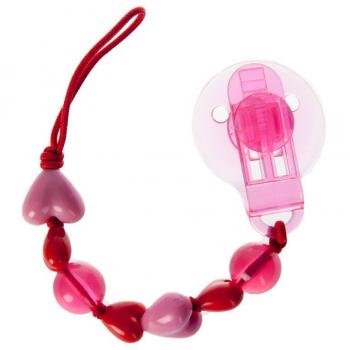 Difrax Portachupete Bebe – Cadena Chupete Silicona Bebe – Uso a Partir de 0 Meses - Fácil de Colocar - Longitud Segura - El Chupete ya no se Pierde - 1 Pieza - Rosa