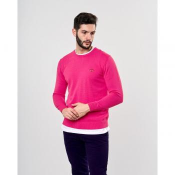 Jersey básico de hombre en naranja coral con cuello caja