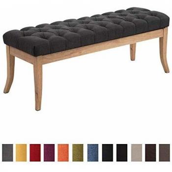 Banco Recibidor Ramses de CLP en Tela Gris Oscuro y Madera Clara, 120 cm