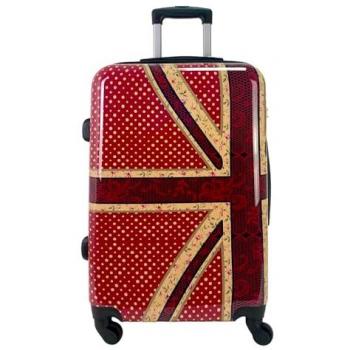 Maleta de Viaje Mediana 4 Ruedas Giratorias Estampado Inglaterra con Candado de Combinación - 65 Litros