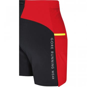 Gore Running Wear Fusion Split Pantalón Corto, Hombre, Rojo / Negro, XL