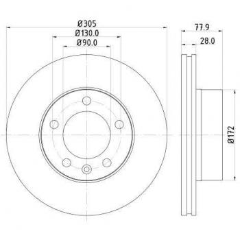Disco de freno HELLA 8DD 355 127-791, alto carbono, recubierto, ventilado, 305mm x 28mm, compatible con NISSAN/OPEL/RENAULT/VAUXH
