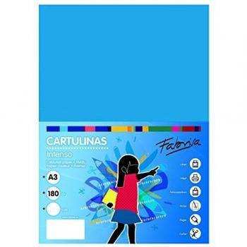 Pack 50 Cartulinas Color Azul Medio Tamaño A3 180g
