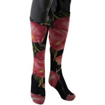 Dolce & Gabbana Multicolor Floral Tulip Nylon Socks - M