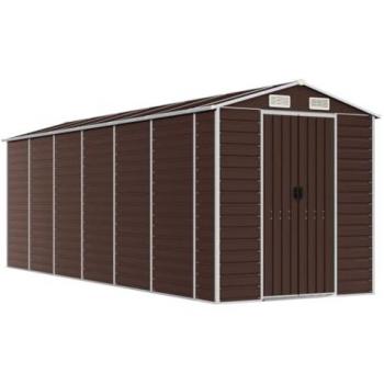 vidaXL Garden Shed Brown 191x555x198 cm Galvanised Steel