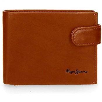 Pepe Jeans Fair Cartera Horizontal con Cierre de Clic Marrón 11x8,5x1 cms Piel