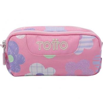 Estuche Totto Sobre escolar eco-friendly dos compartimentos color rosa Margaly