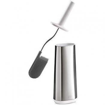 Joseph Joseph Flex Steel Smart Hygienic Silicone Toilet Brush with Holder- Stainless Steel