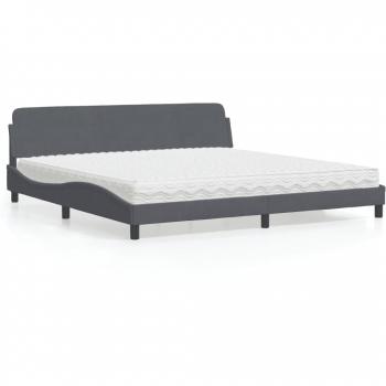 Cama con colchón terciopelo gris oscuro 200x200 cm Vidaxl