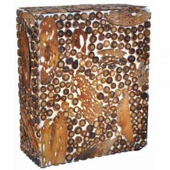 Lámpara de pared decorativa Melina con forma redonda y elementos de Capiz y bambú, 30 cm