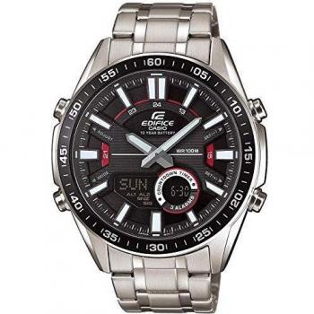 Casio EDIFICE Reloj en caja sólida, 10 BAR, Negro, para Hombre, con Correa de Acero inoxidable, EFV-C100D-1AVEF
