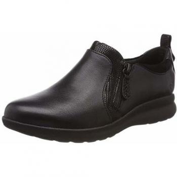 Clarks Un Adorn Zip, Mocasines para Mujer, Negro