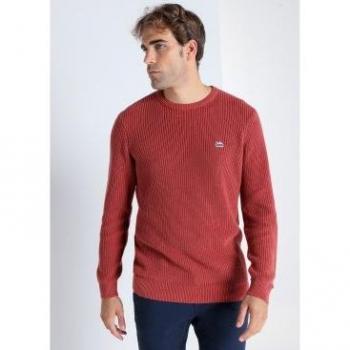 Jersey de punto con cuello caja burdeos para hombre Lois