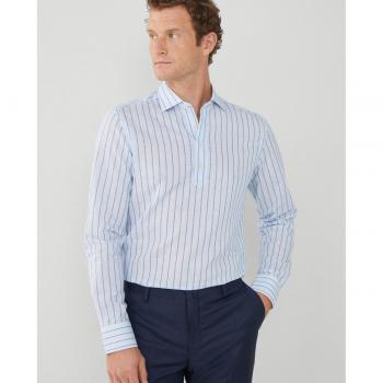 Camisa de hombre slim fit con estampado de rayas color azul