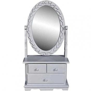 vidaXL Tocador con Espejo Giratorio Cajones MDF Blanco Mesa Maquillaje Cómoda
