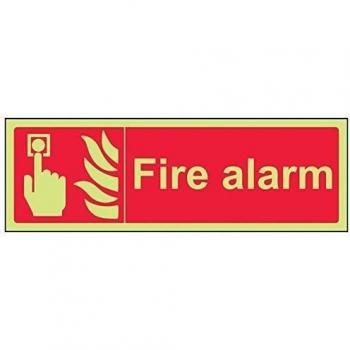 vsafety 13023 AX-G el equipoalarma contra incendios señal, brilla en oscuro, 1 mm, plástico, paisaje, 300 mm x 100 mm), color rojo