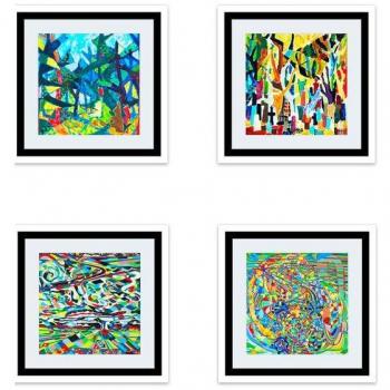 Cuadro abstracto surtidos - lienzo - 410 mm x 20 mm x 410 mm - frascos y botes de cocina