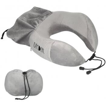 Decdeal - Ergonómica Almohada de Viaje para Cuello Plegable de Espuma de Memoria con Bolsillo Lateral
