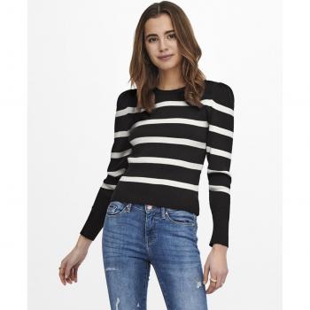 Jersey de punto de mujer con cuello redondo - Only Sally Negro