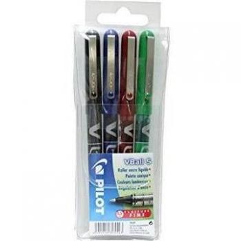 PILOT Tintenroller VBALL VB 5, 4er Etui, colores variados, negro / azul / rojo / verde