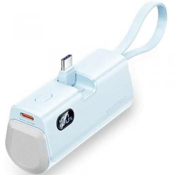 Powerbank Vention 4800mAh 22.5W Azul con Pantalla LED y Conectores USB-C + Lightning + USB-C Plegable