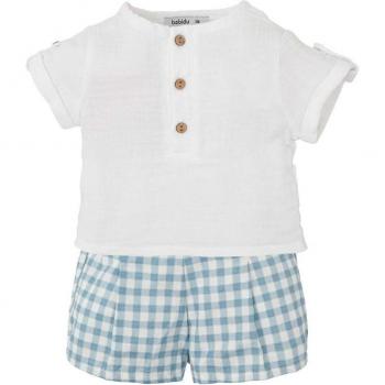Conjunto de bebé niño en cuadros vichy azul
